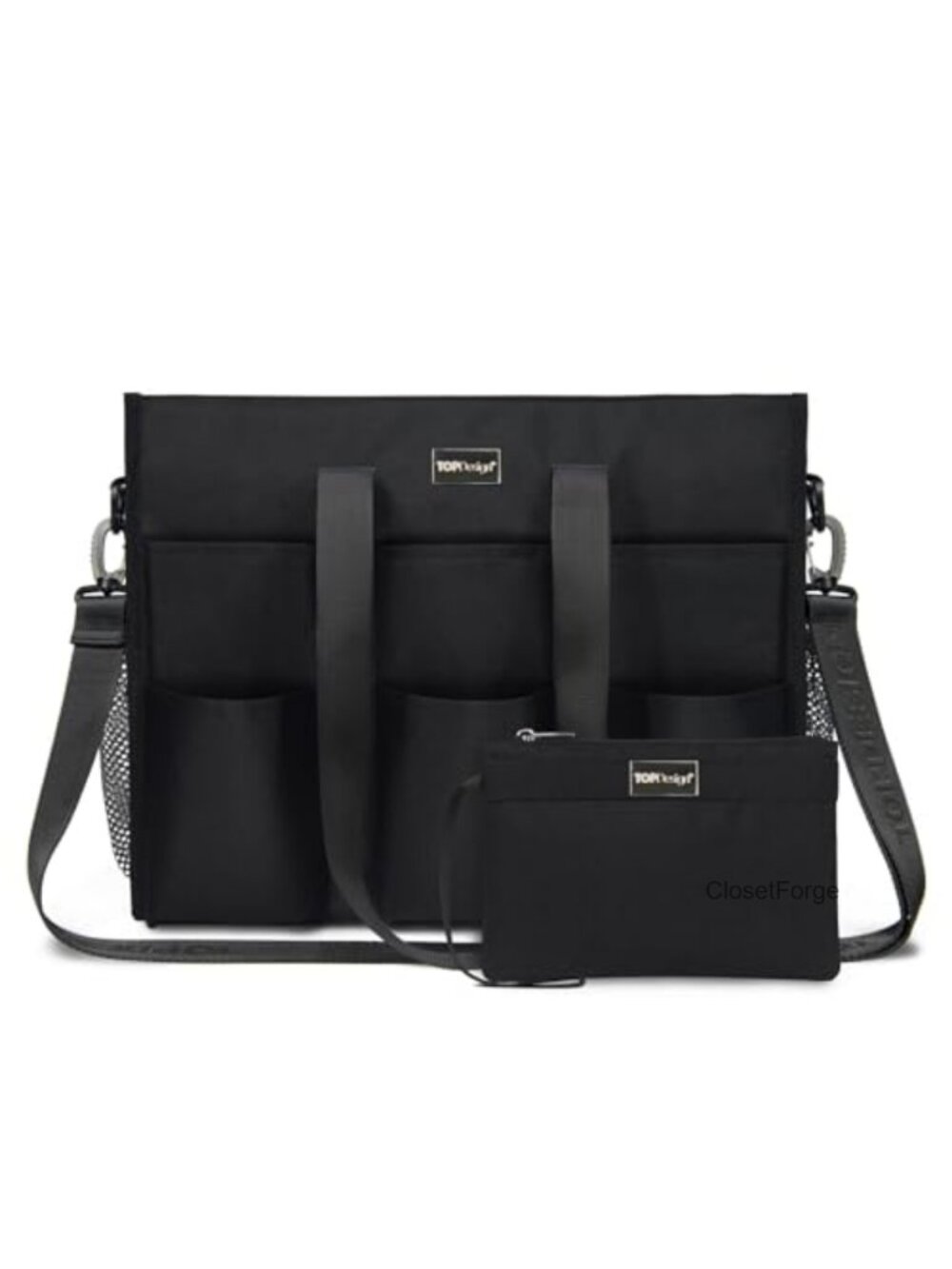 Water Resistant Tote Bag with 22 Pockets, Zipper Closure